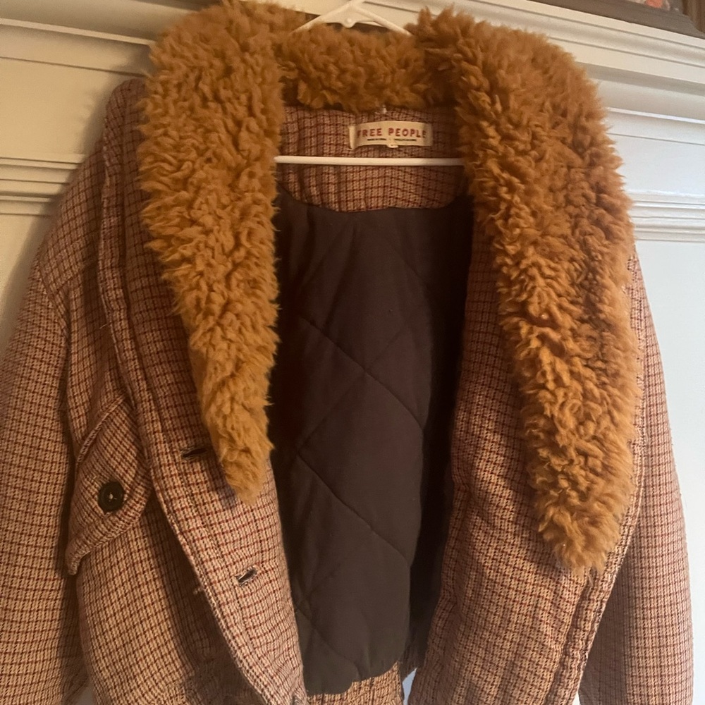 Free People Houndstooth Jacket with Warm Collar